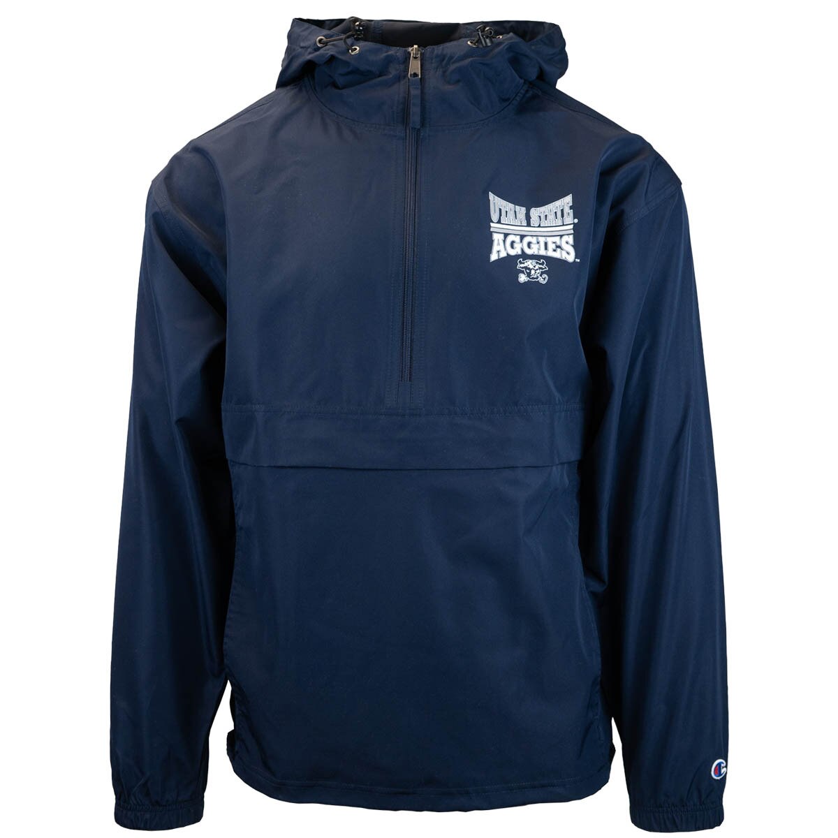 Champion Utah State Aggie Bull Packable Windbreaker navy